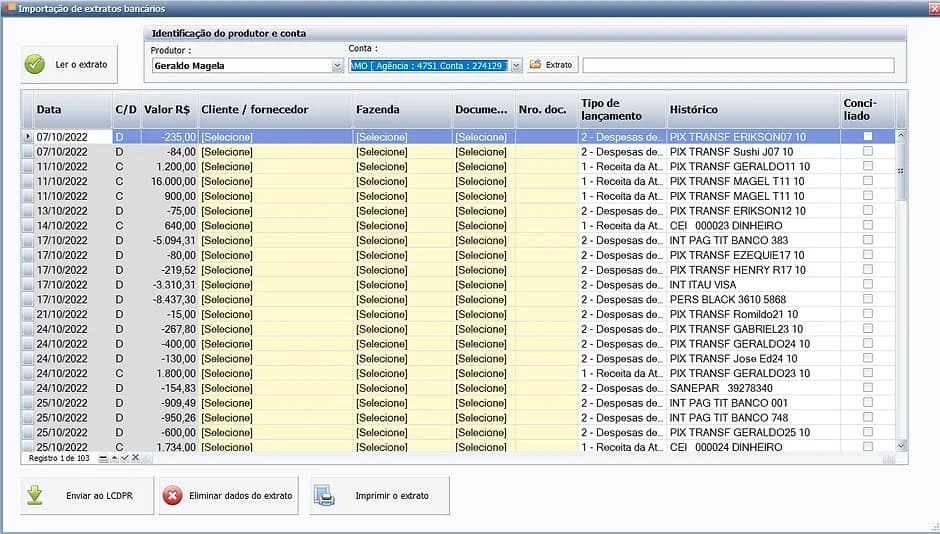 Visão prática da importação de extratos no FarmPlus-LCDPR